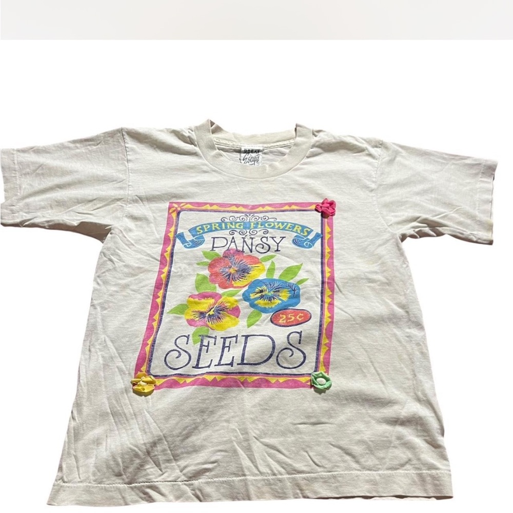 White Short Sleeve Tee with Colorful Graphic